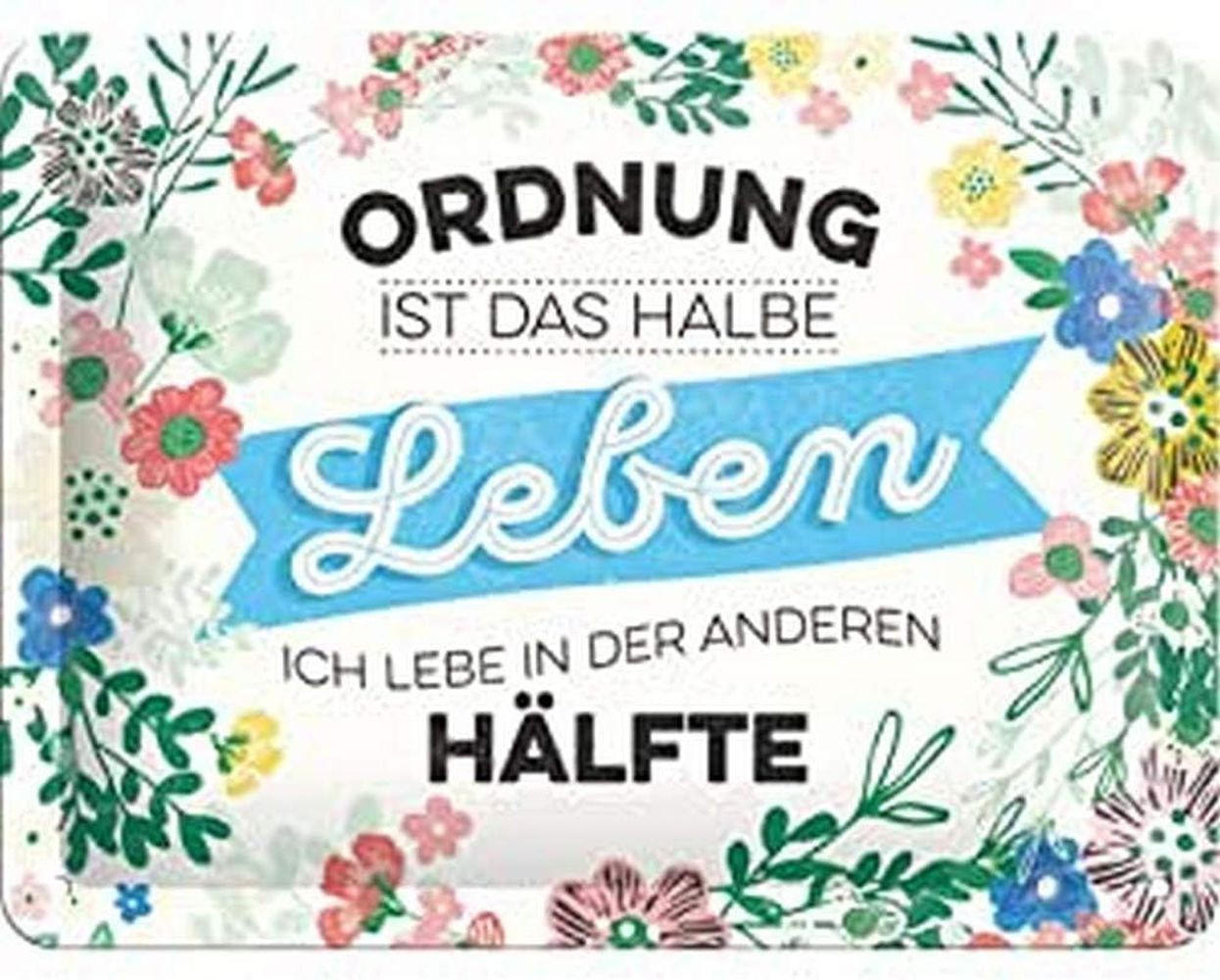 BLECHSCHILD 15/20 cm Ordnung ist das halbe Leben - Multicolor, Metall (20/15/0.5cm) - Nostalgic-Art