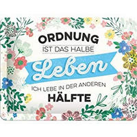 BLECHSCHILD 15/20 cm Ordnung ist das halbe Leben - Multicolor, Metall (20/15/0.5cm) - Nostalgic-Art