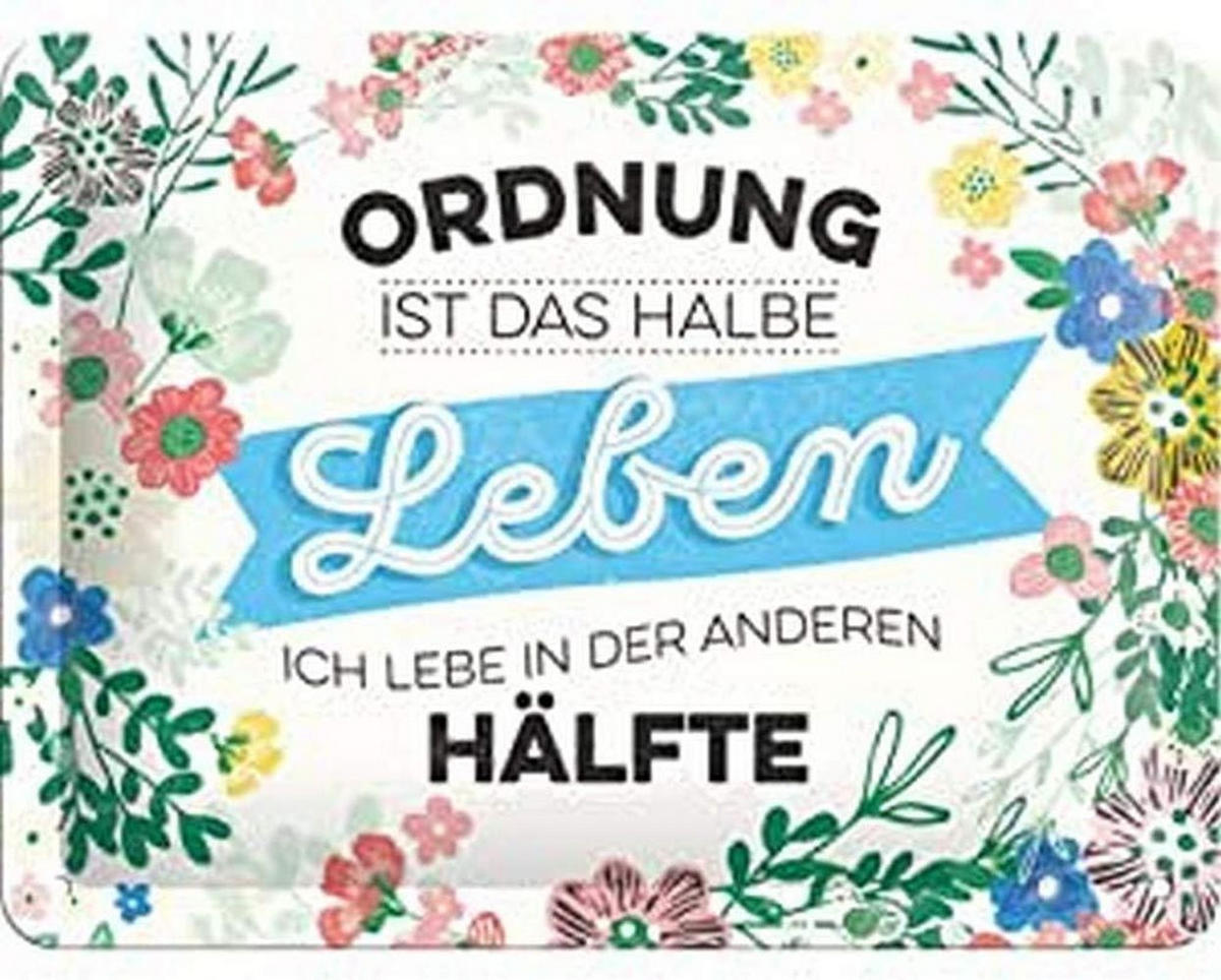 BLECHSCHILD 15/20 cm Ordnung ist das halbe Leben - Multicolor, Metall (20/15/0.5cm) - Nostalgic-Art