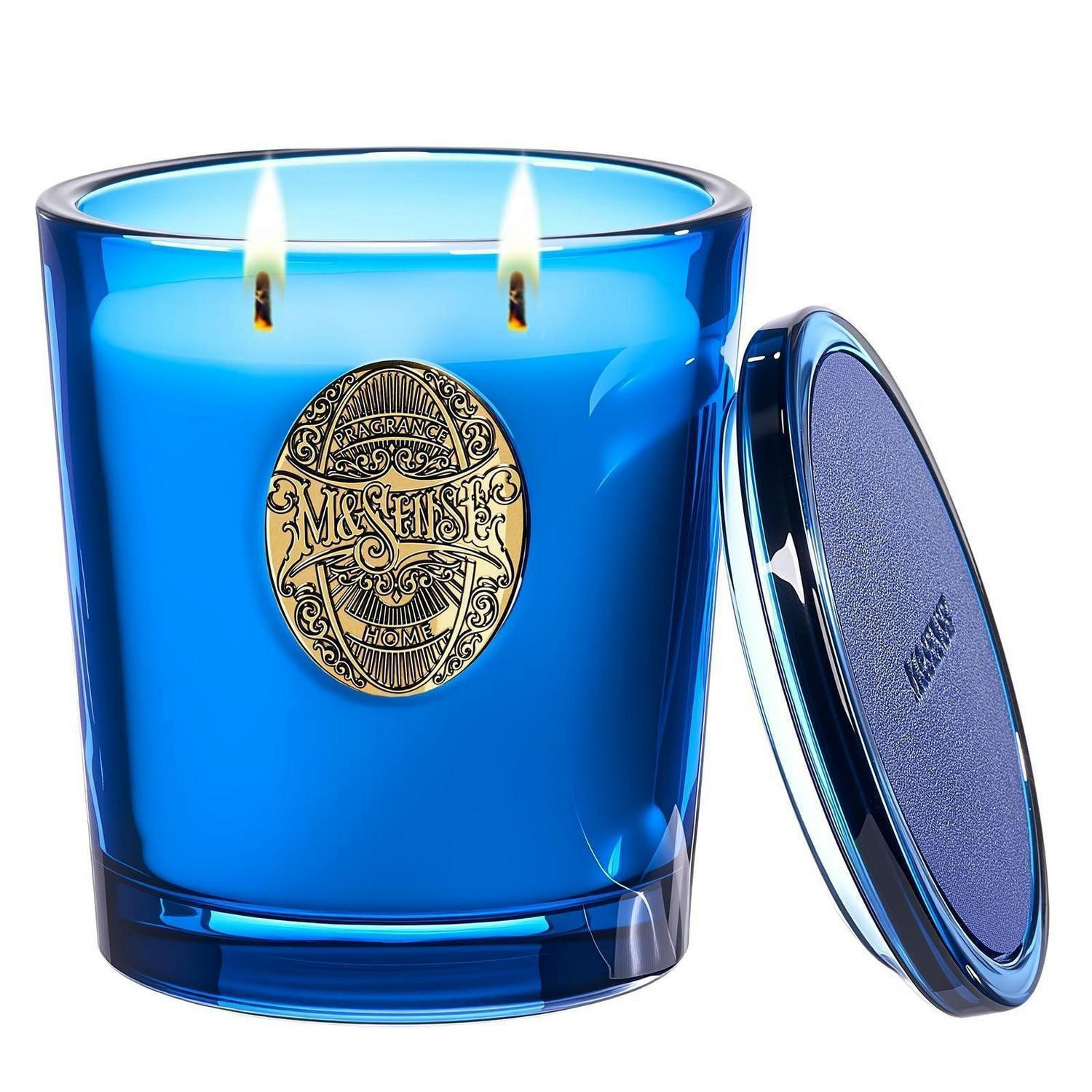 DUFTKERZE Sommernacht 560g 2-Docht Sojawachs 110 Stunden Brenndauer - Blau, Paraffin (10cm)
