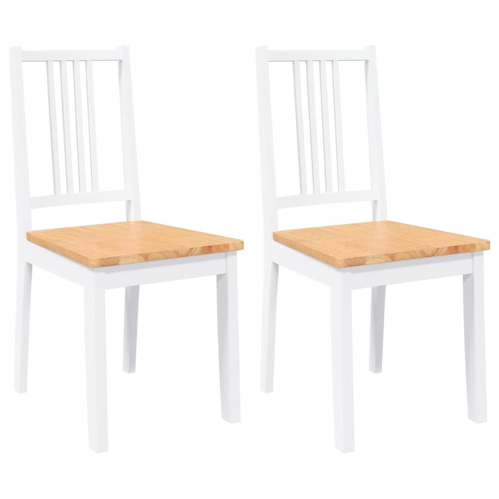ESSZIMMERSTÜHLE 2 Stk. Weiß Massivholz Gummibaum 40*47.5*89cm - Weiß/Braun, Holz (40/89/47.5cm) - ZMH