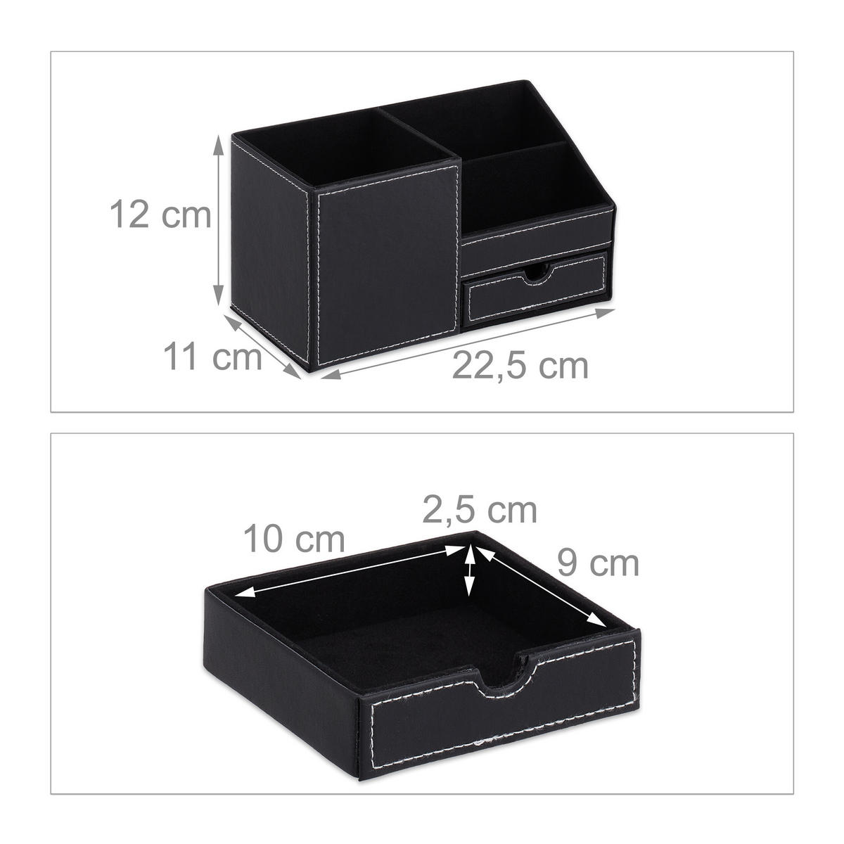 SCHREIBTISCH Organizer - Schwarz, Papier/Kunststoff (11/22.5/12cm) - Relaxdays