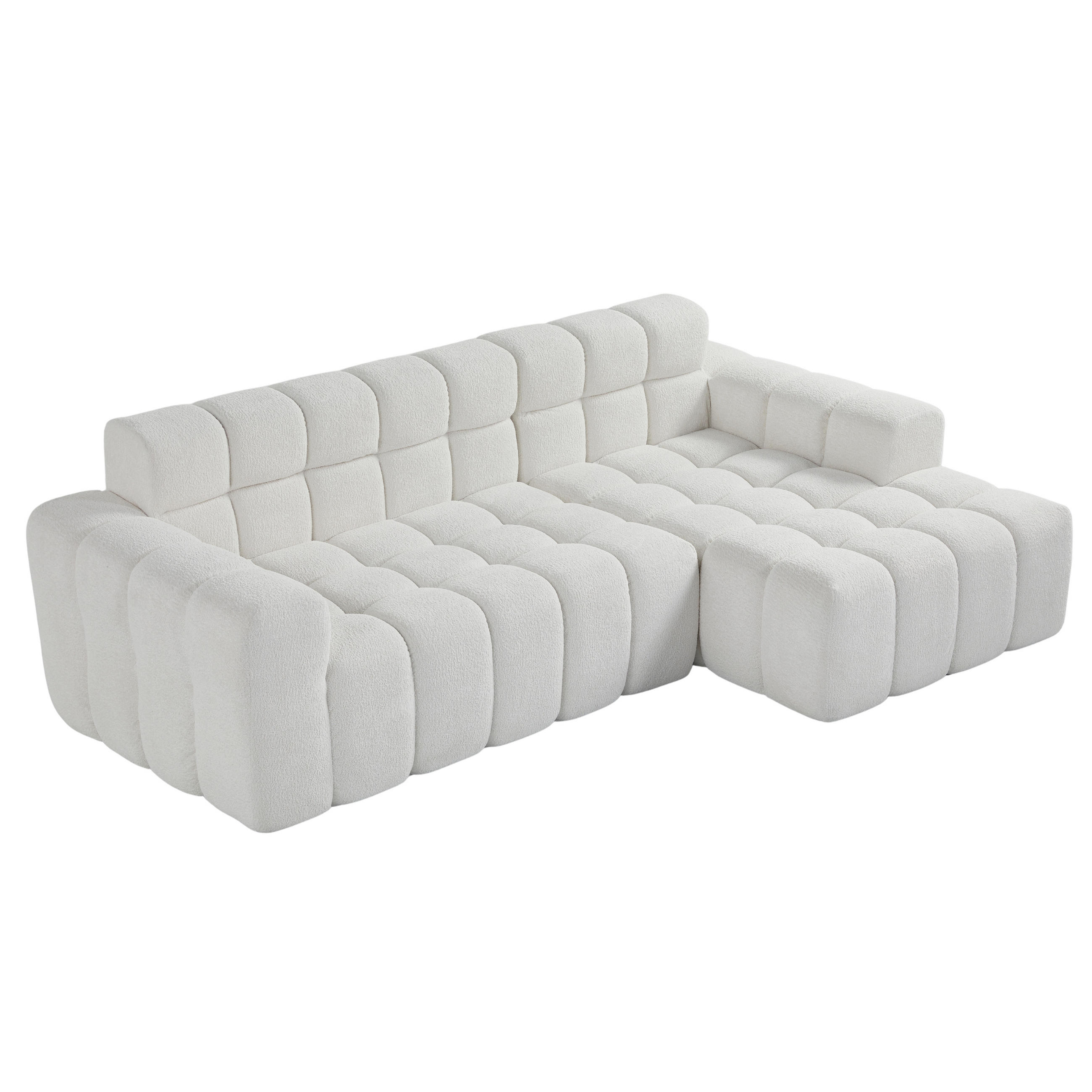 ECKSOFA 249,9/99/59,9 cm Weiß Modulares Sofa L-Form - Weiß, Textil (249.9/99cm) - OKWISH