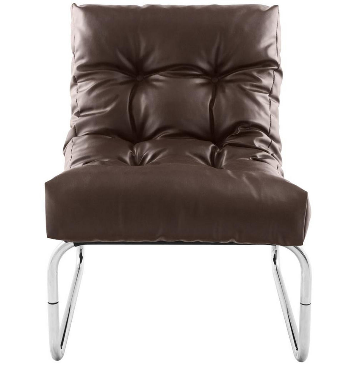 CLUBSESSEL mit Chromkufen im Retro-Stil, modular verbindbar, Braun 73x60x76 cm - Silberfarben/Braun, Textil/Metall (60/76/71cm) - KADIMA DESIGN