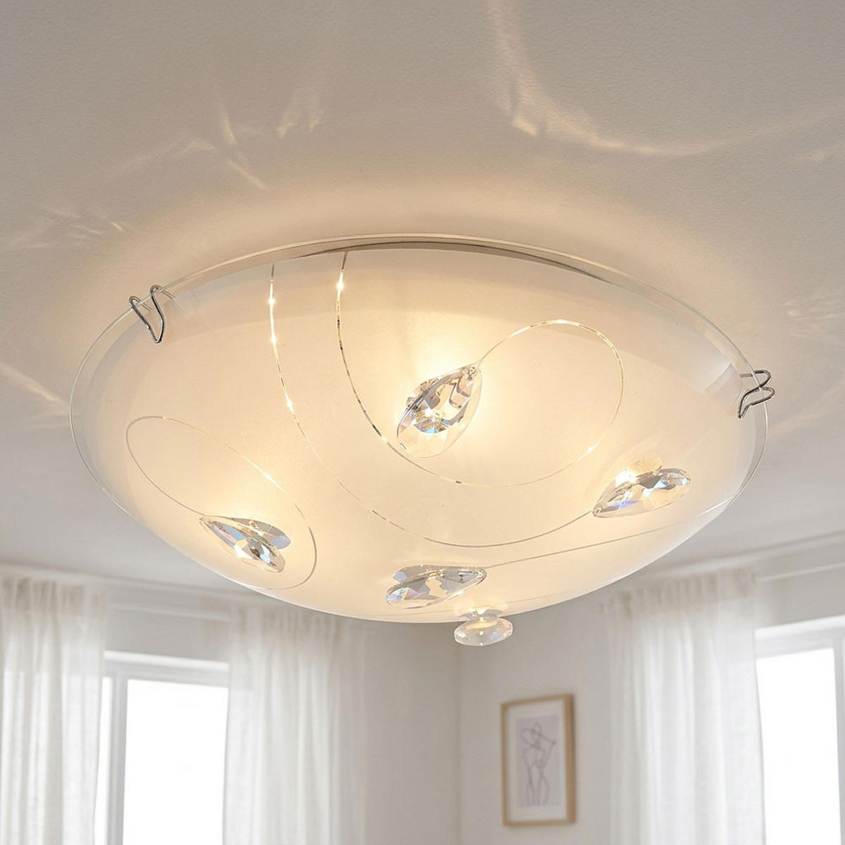 LED DECKENLEUCHTE INKA Weiß Opal - Weiß, Glas (25/25/7.5cm) - Globo Lighting