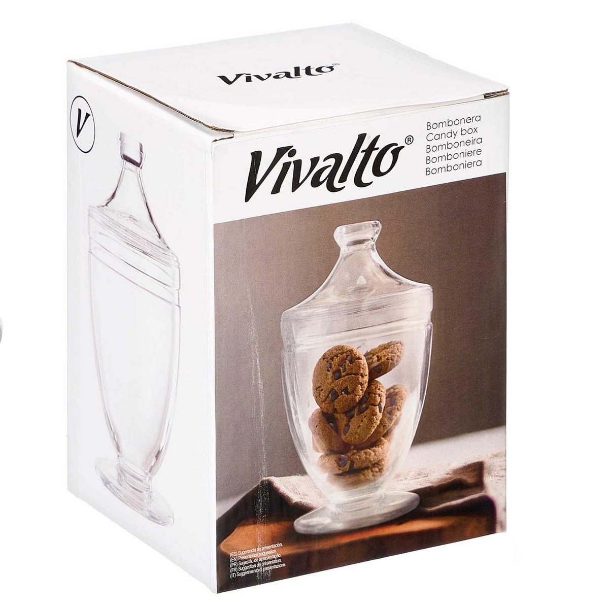 BONBONIERE aus Glas für Süßigkeiten Vivo 950 ml 12/12/22,3 cm - Transparent, Glas (12/22.3/12cm) - Vivalto