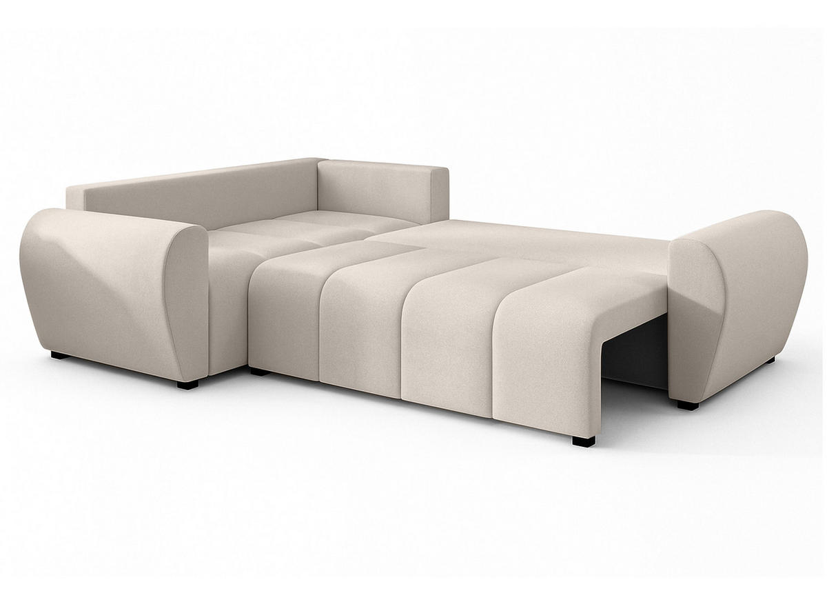 ECKSOFA L Form Malatya MAX Beige 246/145/82 cm stilvolle mit Schlaffunktion L - Beige/Schwarz, Kunststoff/Textil (175/235cm) - AX Living