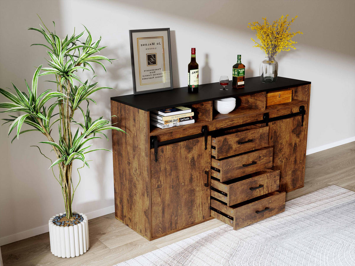 SIDEBOARD in 140/80/40cm - Dunkelbraun, Holzwerkstoff/Metall (40/80/140cm) - HOMAVO