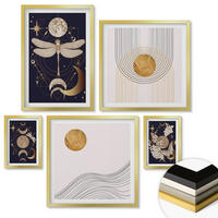 WANDBILDER 5er Set - 50x50 cm & 20x30 cm & 40x60 cm Goldrahmen - Naturmotive mit dem Mond - Goldfarben, Kunststoff (40/60cm) - ArtPrintCave