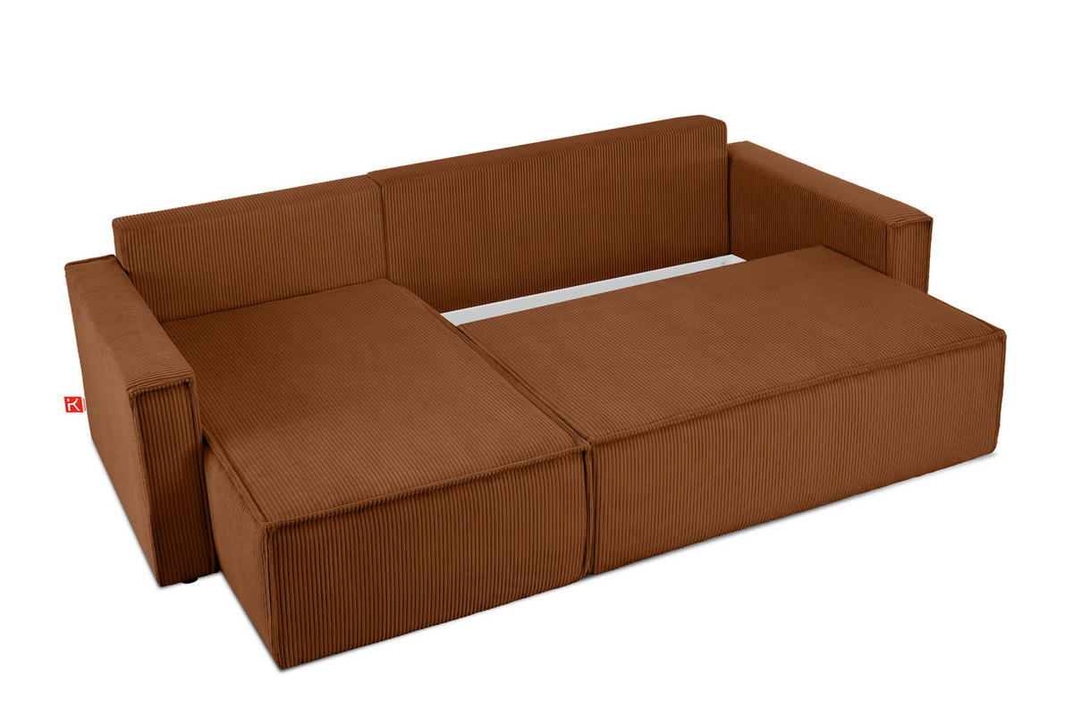 ECKSOFA-LINKS/RECHTS NAPI Schlaffunktion mit Cordbezug, rot - Schwarz/Orange, Textil (246/148cm) - KONSIMO®