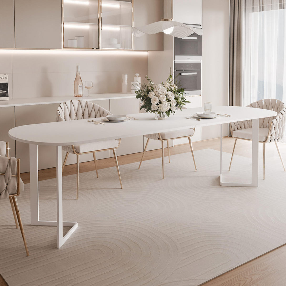 AUSZIEHTISCH PADMIN 140/80/76 cm, Weiß - Weiß, Holzwerkstoff/Metall (80/140/76cm) - Idohome