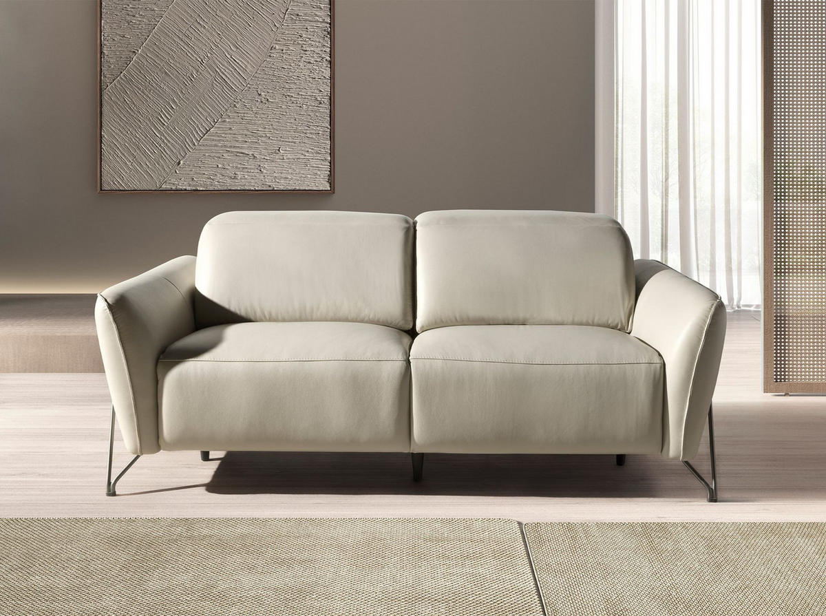 SOFA Klassisch Sandfarbe Geschwärzter Stahl 164/111/104 cm - Beige, Leder/Metall (164/104/111cm) - ANGEL CERDA