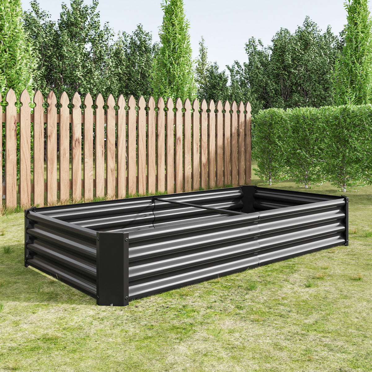 HOCHBEET 180/90/30 cm Schwarz (ohne Boden) - Schwarz, Metall (90/30/180cm) - Oxeza