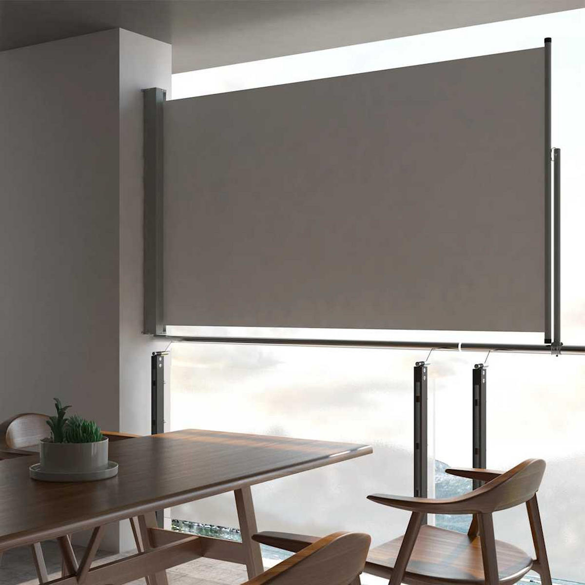 AUSZIEHBARE Seitenmarkise 140x300 cm Grau - Grau, Textil (300/140/300cm) - furnicato