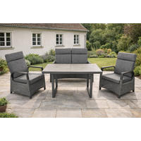 LOUNGE-SET Montana Anthrazit 4-teilig Aluminium Keramik-Tisch - Grau, Naturmaterialien - Green Spirit