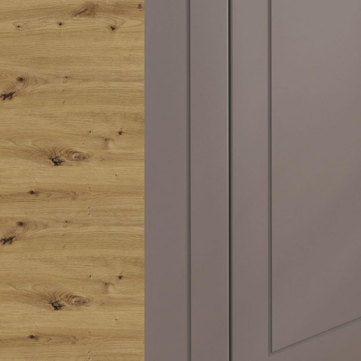 KÜCHENZEILE Kvantum Eiche Artisan / Beige Matt 240 / 51,6 / 207cm (Blum Teilauszug) - Beige/Eiche Artisan, Holzwerkstoff/Metall (240/207/51.6cm) - Feldmann-Wohnen