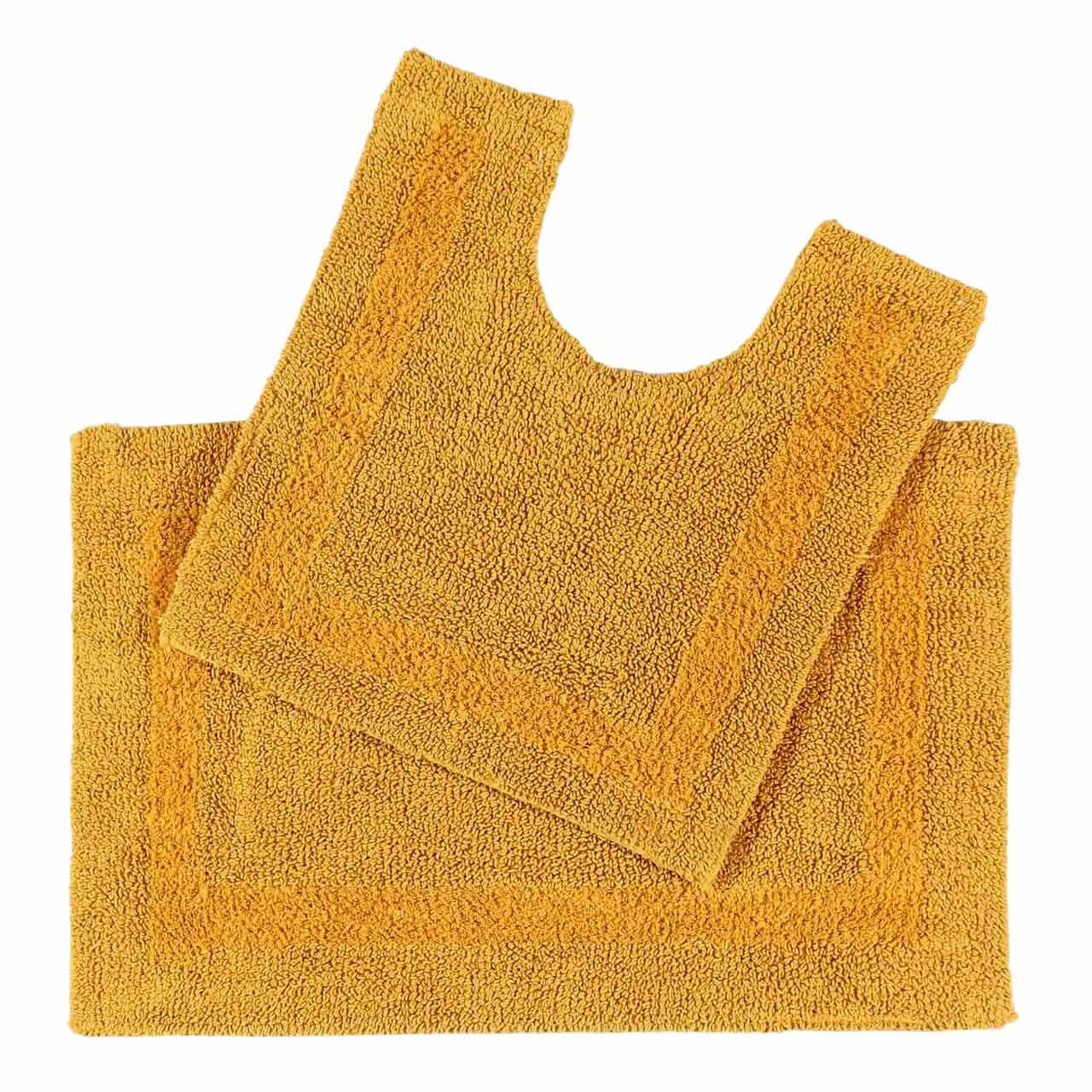 BADGARNITUR 2-teilig, Badematte & WC-Vorleger, wendbar - Gelb, Textil (50/80cm) - Homescapes