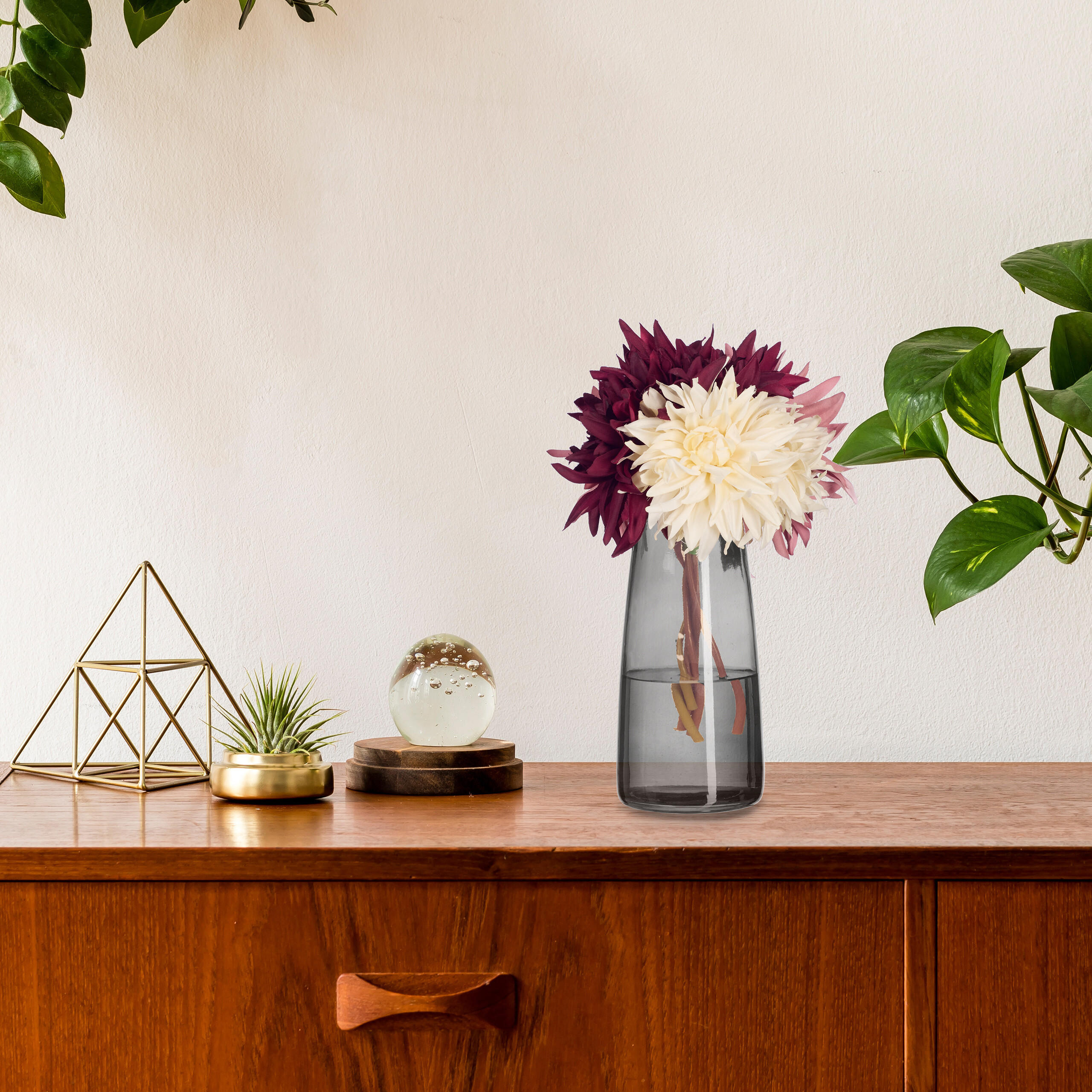 BLUMENVASE - Grau, Glas (21.5cm) - Relaxdays