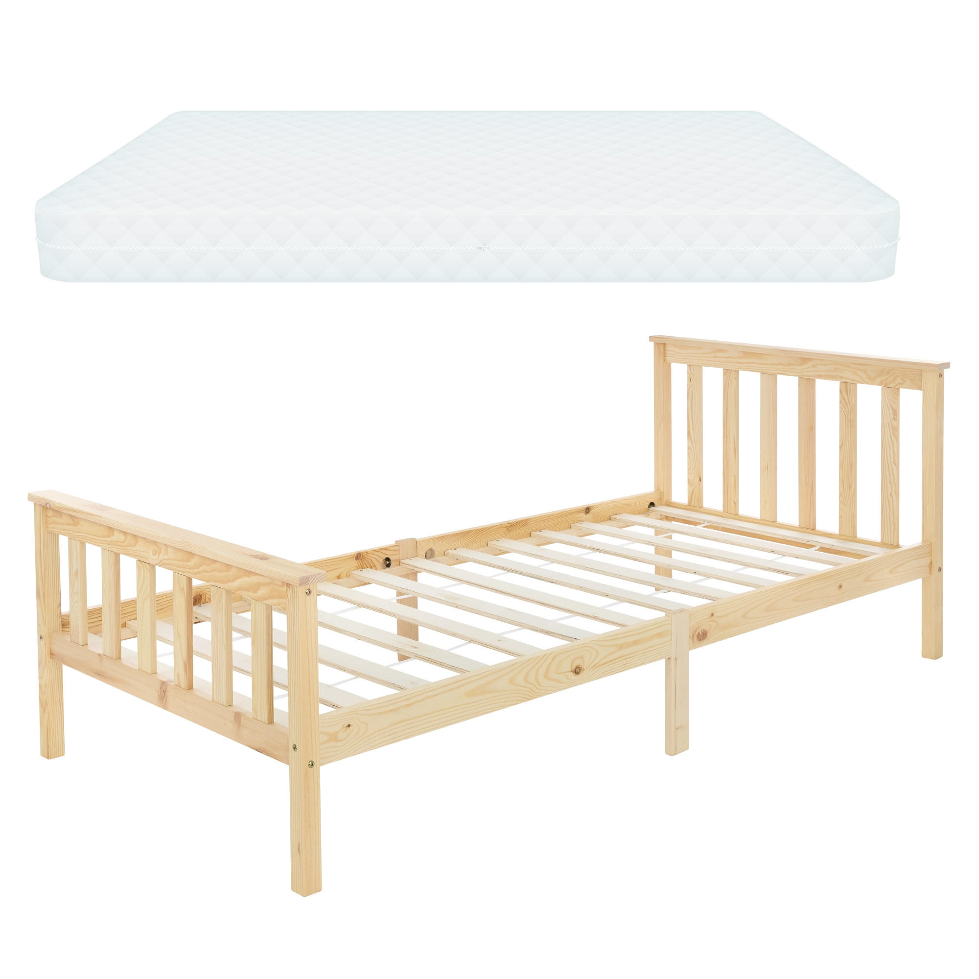 BETTGESTELL mit Matratze 200/90/10 cm - Naturfarben, Textil (90/200cm) - ML-DESIGN