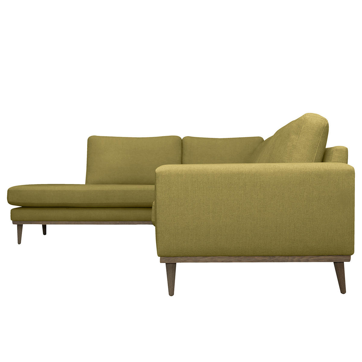 ECKSOFA mit Ottomane - Eichefarben/Olivgrün, Eichenholz/Textil (287/219cm) - home24