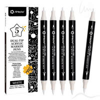 MARKER-SET 5-teilig Weiß Dual Tip - Weiß, Kunststoff (6.6/1.3/16.5cm)