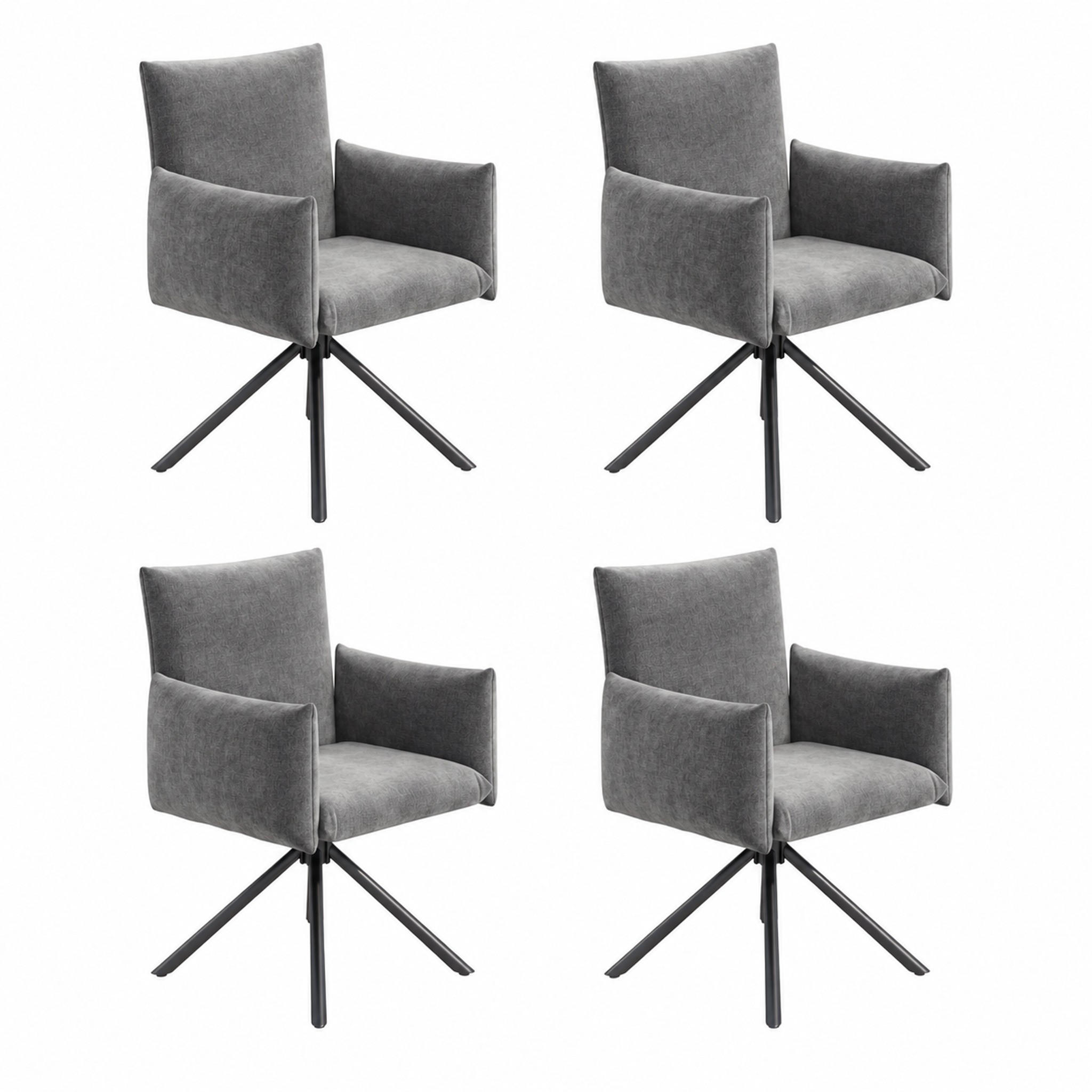 ESSZIMMERSTUHL 4er-Set 360° drehbar Samt Grau - Grau, Metall (60/88/60.1cm) - Meubliv