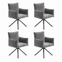 ESSZIMMERSTUHL 4er-Set 360° drehbar Samt Grau - Grau, Metall (60/88/60.1cm) - Meubliv