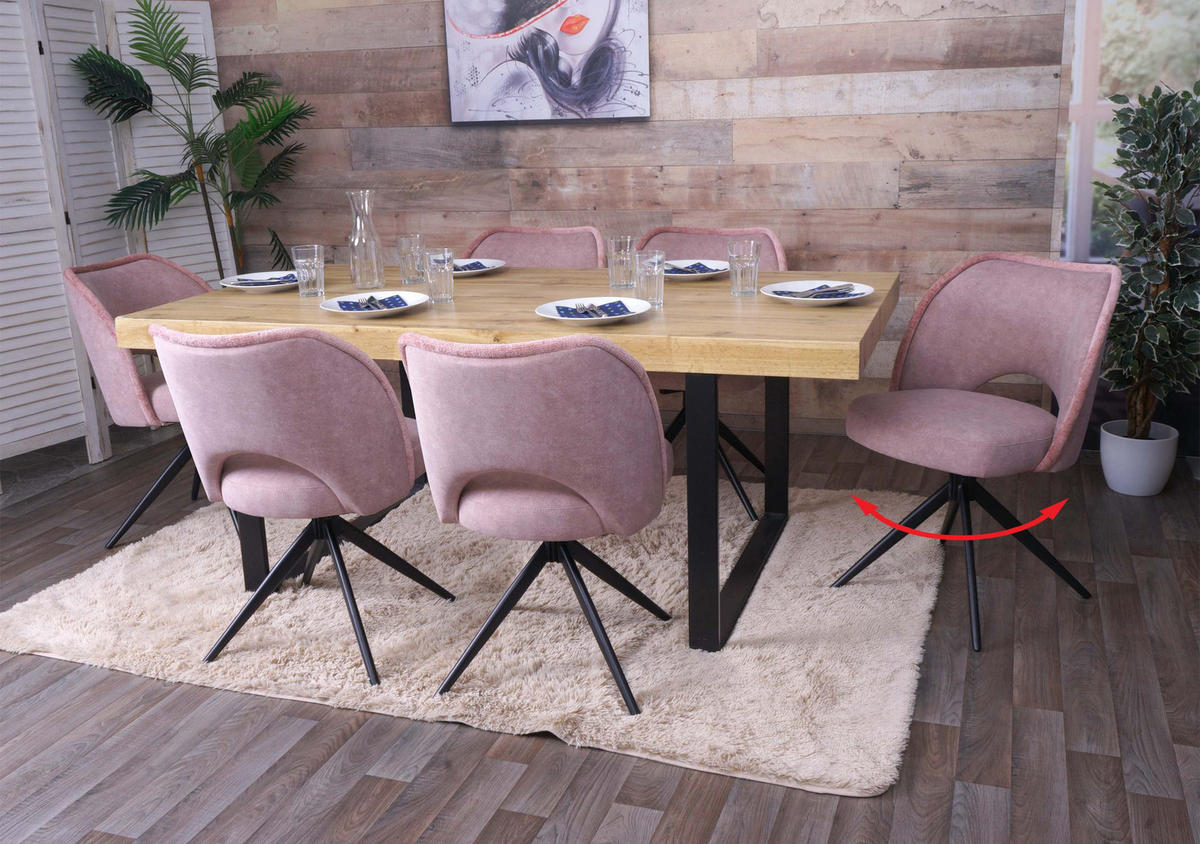 ESSZIMMERSTUHL Altrosa 6er-Set - Altrosa, Textil (54/84/60cm) - MCW