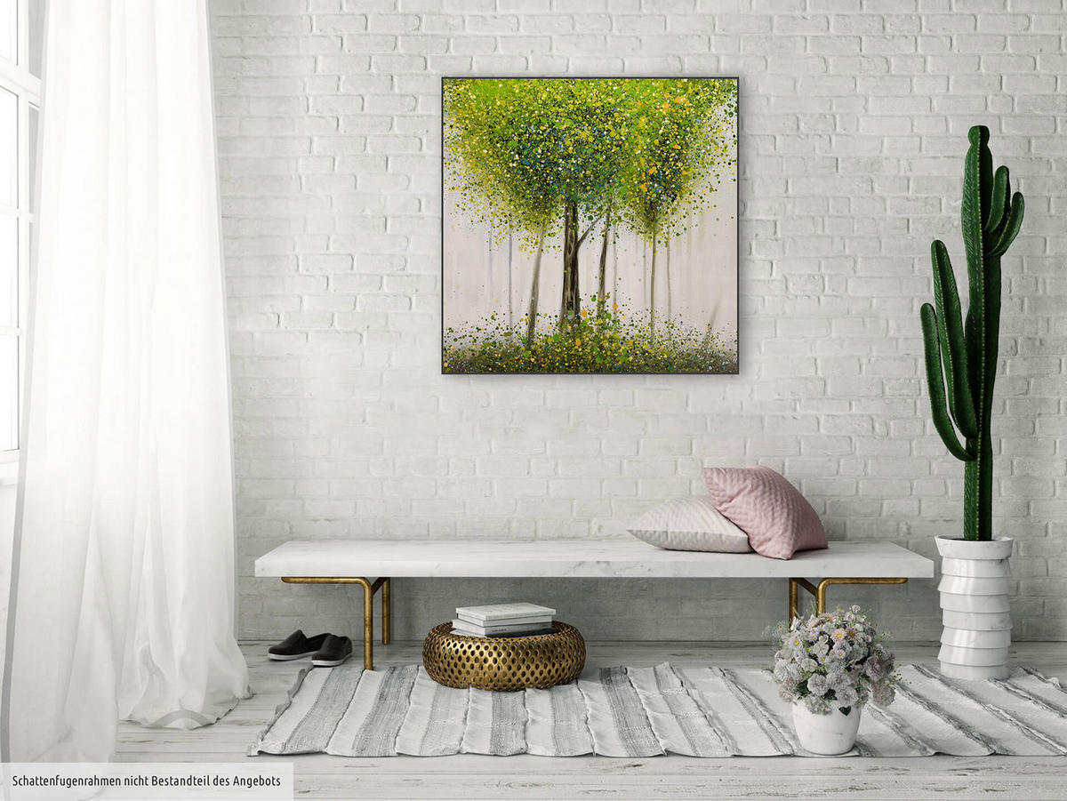 ÖLGEMÄLDE 80/80 cm - Weiß/Grün, Holz/Textil (1.52/80cm) - KUNSTLOFT