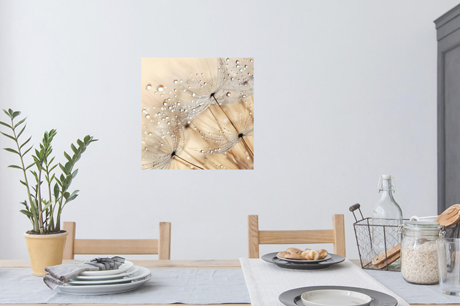 WANDTATTOO Löwenzahn - Abstrakt - Natur - Beige 50x50 cm - Braun, Kunststoff (50/50/0.1cm) - MuchoWow