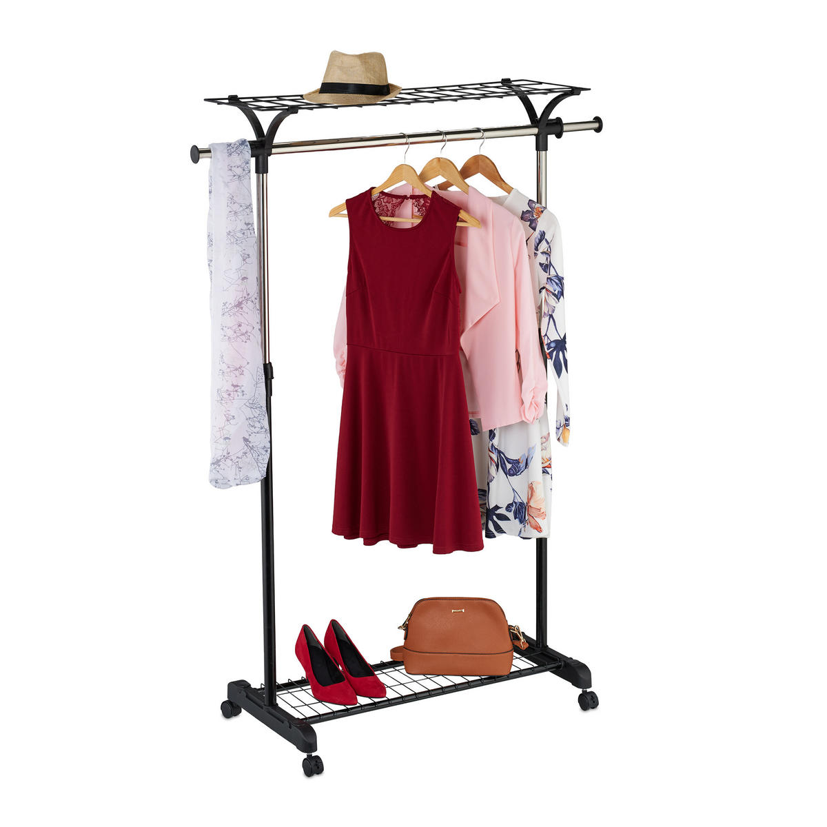 KLEIDERSTÄNDER - Schwarz, Kunststoff/Metall (135/170/43cm) - Relaxdays