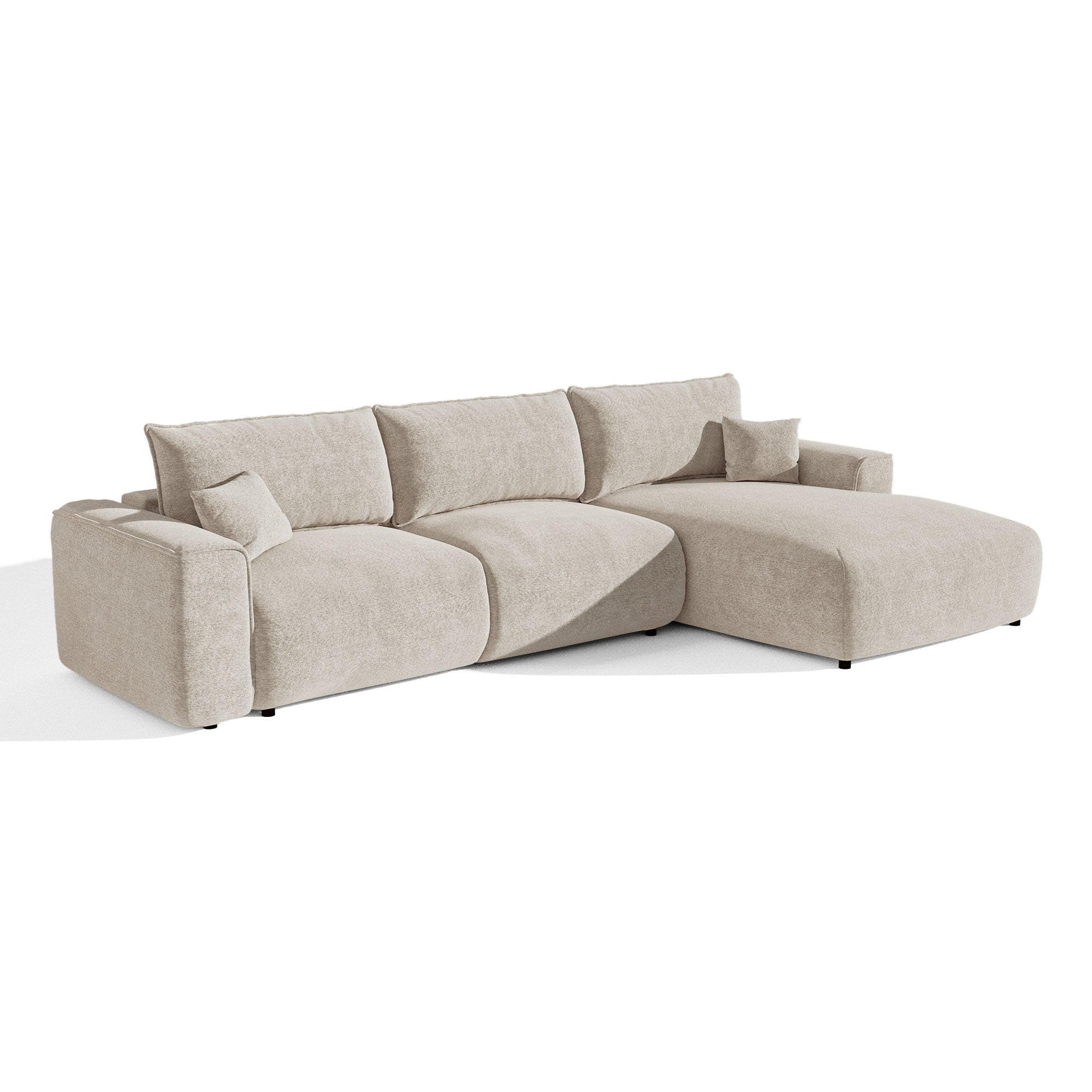 ECKSOFA rechtwinklig COMO Frottee Beige 297cm - Beige, Textil (297/167cm) - Premium Interiors