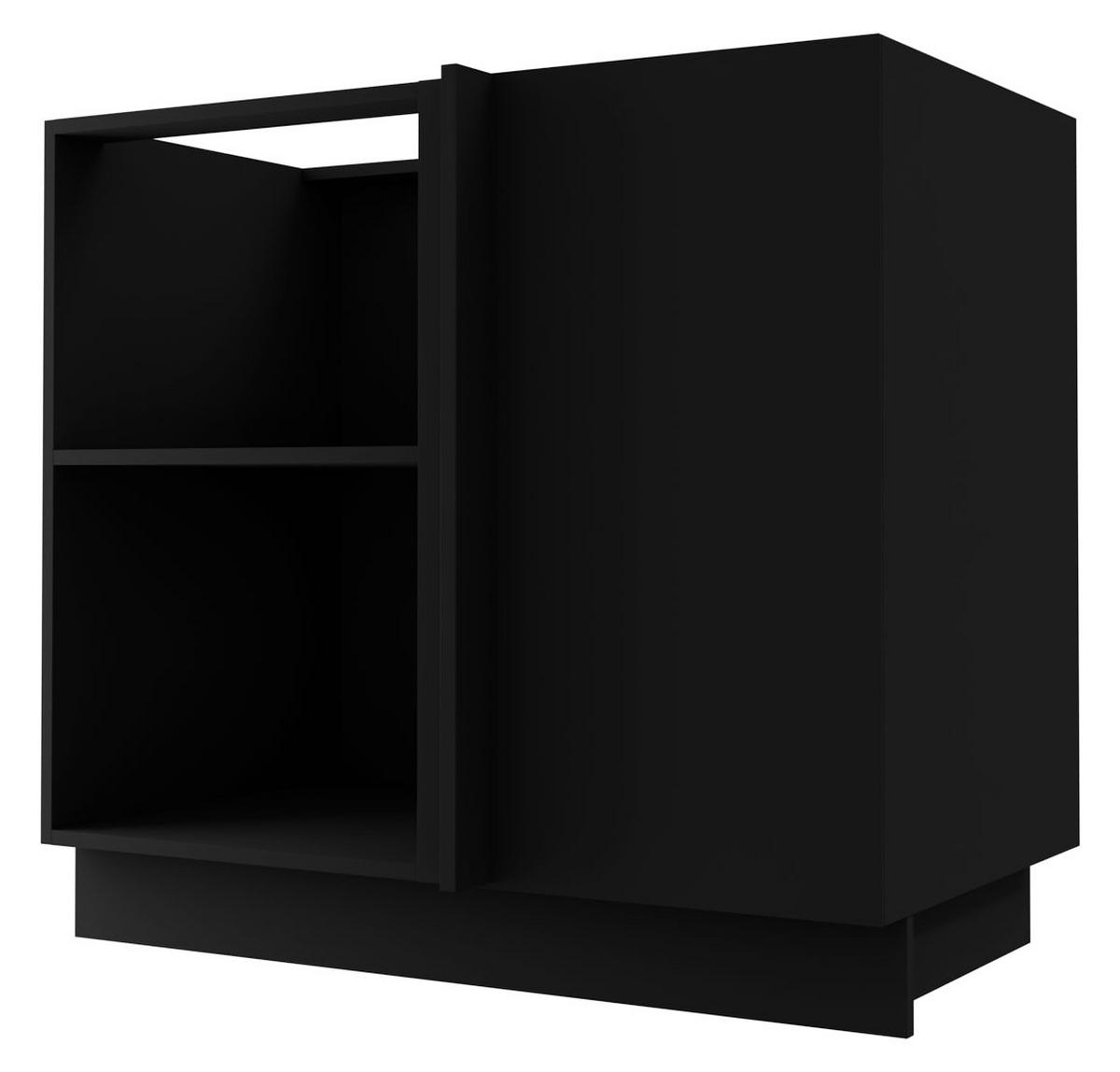 ECK-KÜCHENSCHRANK Essen D13U/90 Graphit Hochglanz / Schwarz Matt 90 / 50 / 82cm - Schwarz/Graphitfarben, Holz/Holzwerkstoff (90/82/50cm) - Feldmann-Wohnen