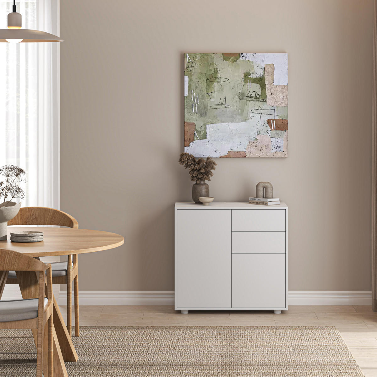 KOMODA Paarl 2dveřová - bílá, kompozitní dřevo (79/74/36cm) - [en.casa]