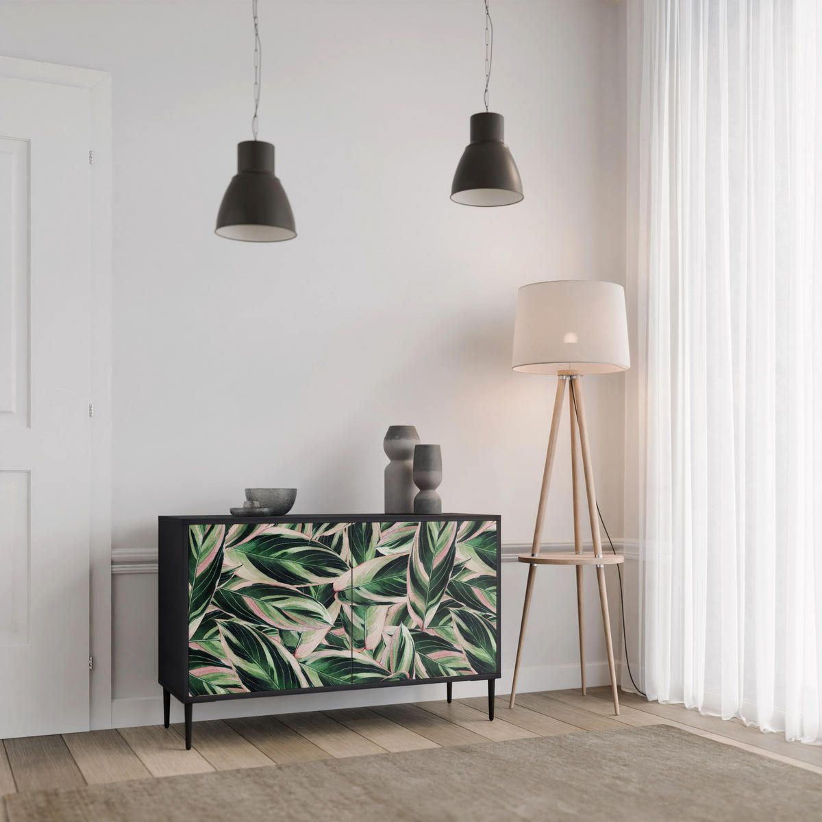 SIDEBOARD EERIE STROMANTHE, Eicheneffekt, 111x42x57,5 cm, 2 Türen - Eiche Artisan, Holz (111/57.5/42cm) - SpaceRebels
