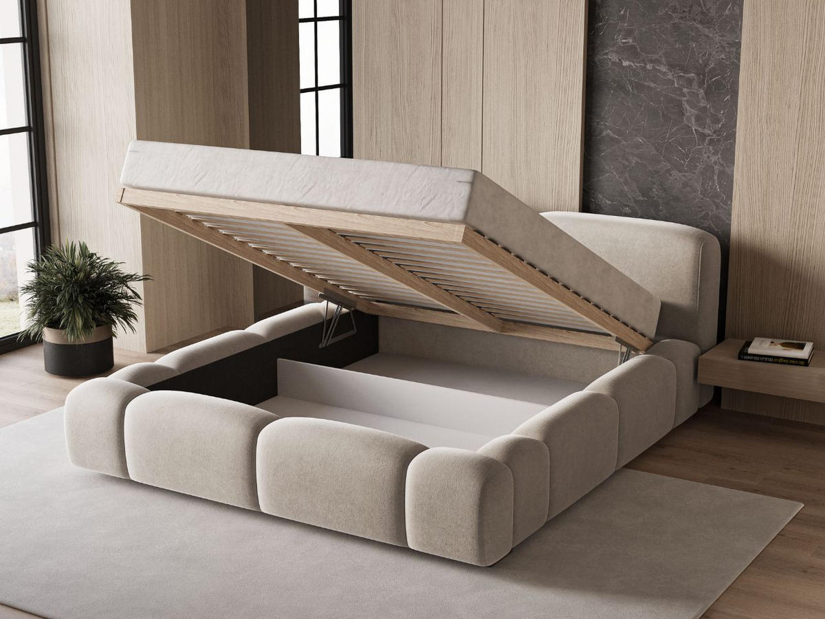 POLSTERBETT Aubi 160x200 Beige - Beige, Textil (160/200cm) - Graingold