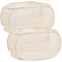 FALTBARER Wäschekorb 2-teiliges Set Beige 57 x 36 x 36 cm - Beige, Textil (6/2/11cm)