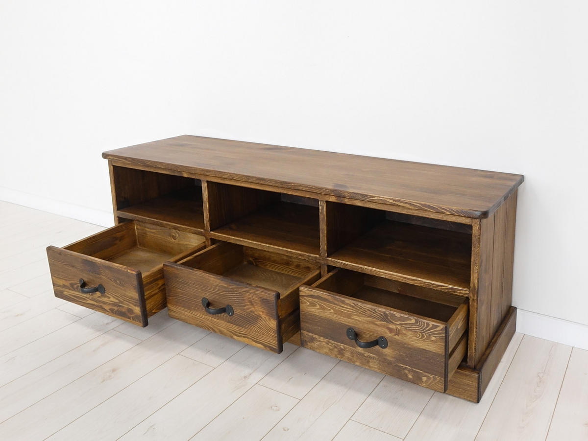 TV-SCHRANK aus Massivholz Rustyk 1 - Dunkelbraun/Schwarz, Holz (152/56/45cm) - Seart