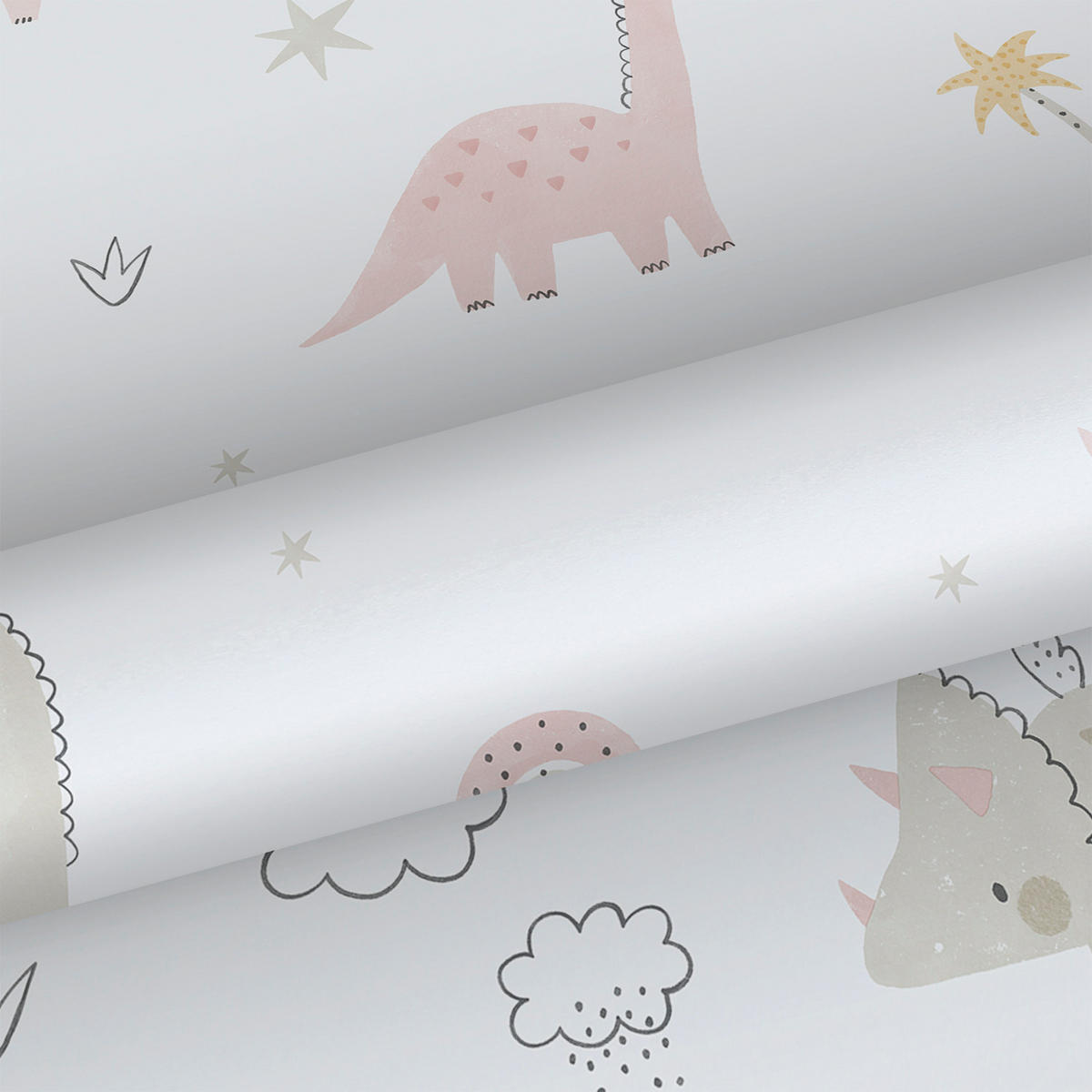 TAPETE Dinosaurier 53 cm x 10.05 m - Weiß, Papier (53/0.1cm) - Sanders & Sanders