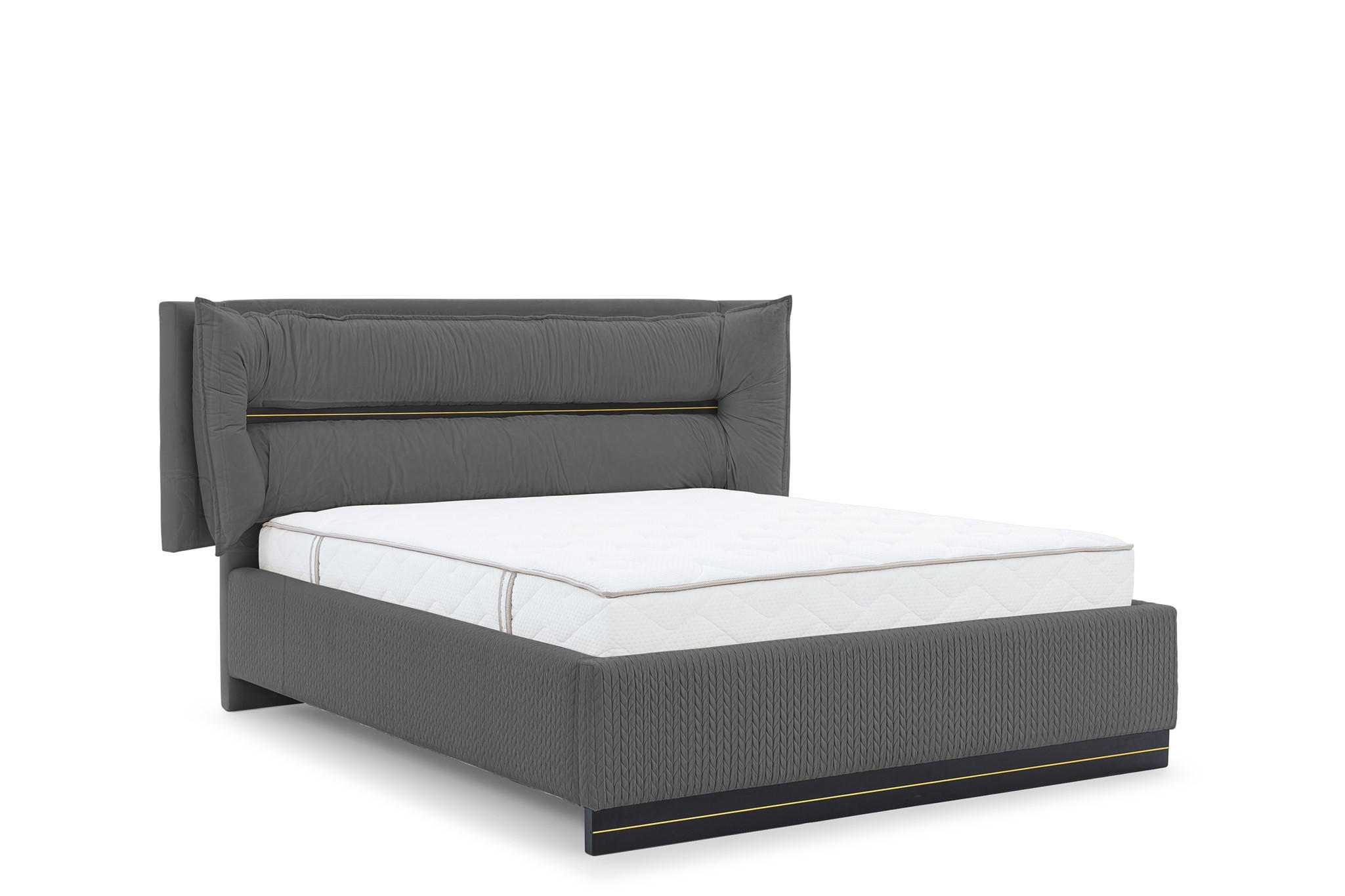 POLSTERBETT Hamilton Magic Velvet Set.1 - Schieferfarben, Holzwerkstoff/Textil (120/200cm) - Fun Möbel