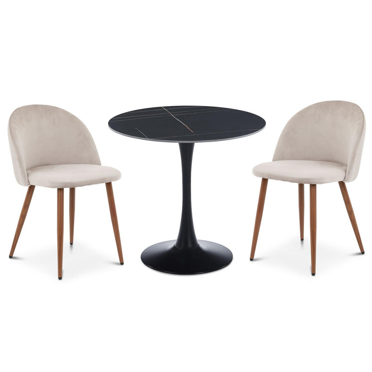 ESSGRUPPE LOIRE/NAVIA 3er Set schwarz - Schwarz, Metall - IDIMEX