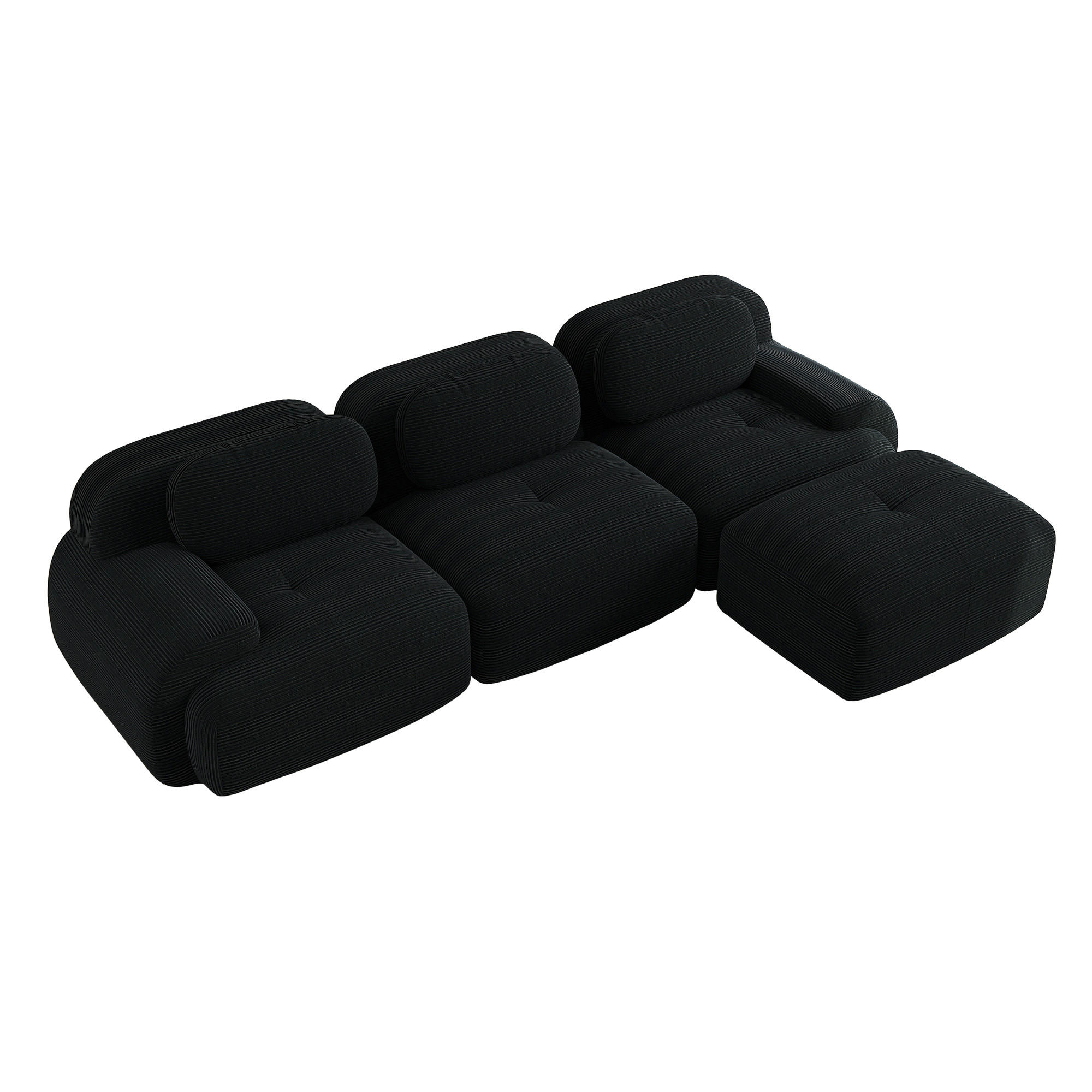 ECKSOFA DE-34025 modular 3-Sitzer Schwarz - Schwarz, Textil (178/298cm) - ComfortXL