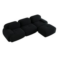ECKSOFA DE-34025 modular 3-Sitzer Schwarz - Schwarz, Textil (178/298cm) - ComfortXL