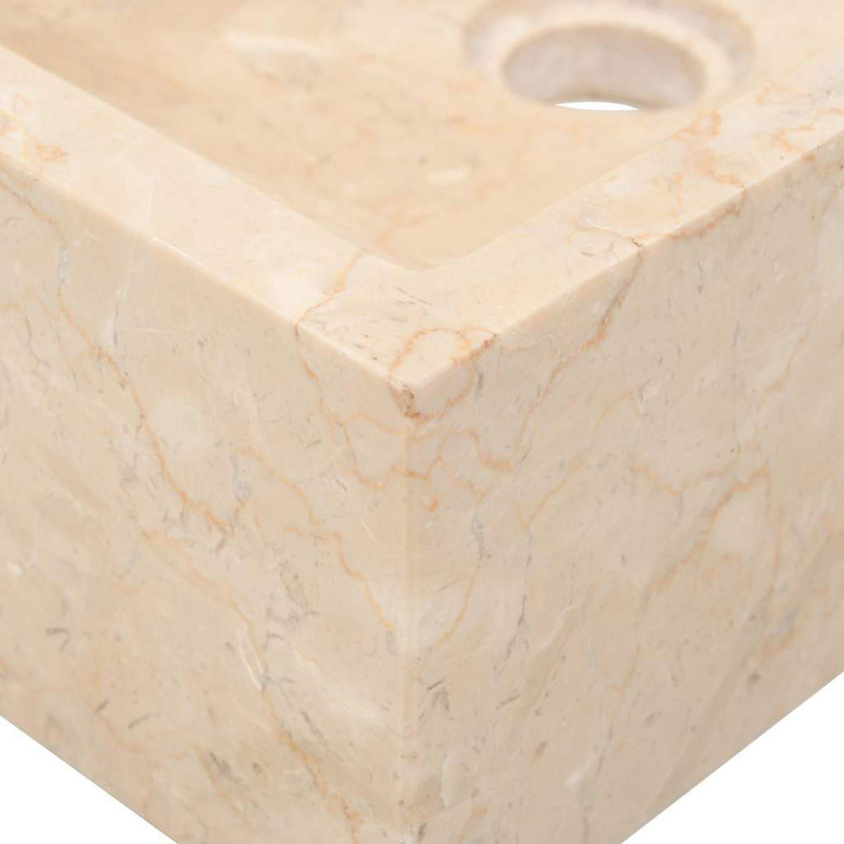 WASCHBECKEN 45/30/12 Cm Marmor Hochglanz-Creme - Creme, Stein (30/12/45cm) - vidaXL