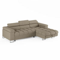ECKSOFA CLOUD Rechts Beige L-Form Bouclé-Stoff mit Schlaffunktion und Bettkasten - Chromfarben/Beige, Holz/Metall (175/235cm) - Barchello