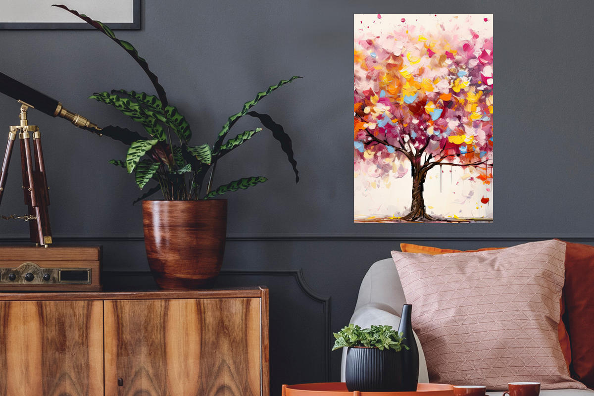 WANDTATTOO Aquarell - Baum - Kunst - Abstrakt 40x60 cm - Multicolor, Kunststoff (40/60/0.1cm) - MuchoWow