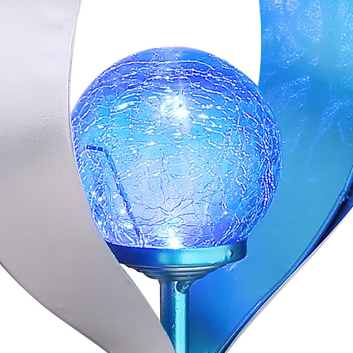 LED AUSSENLEUCHTE Silber Blau Flammen-Optik - Silberfarben, Glas (17.5/6/90cm)