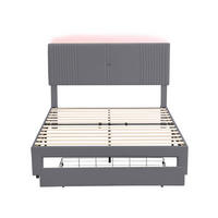 POLSTERBETT 140x200 cm LED USB Schubladen grau - Grau, Textil (140/200cm) - LEBENLANG