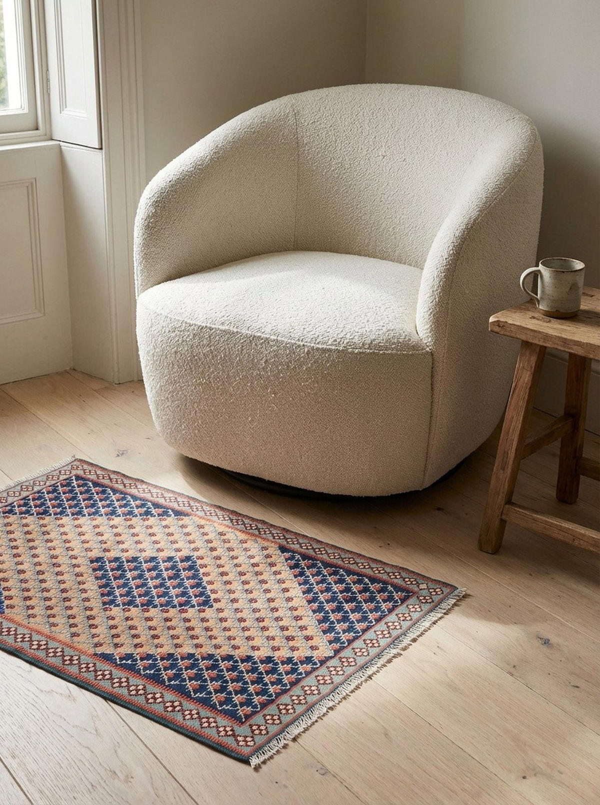 HANDWEBTEPPICH Kelim Senneh Beige 154/102 cm Schurwolle - Beige, Textil (102/154cm) - Looma