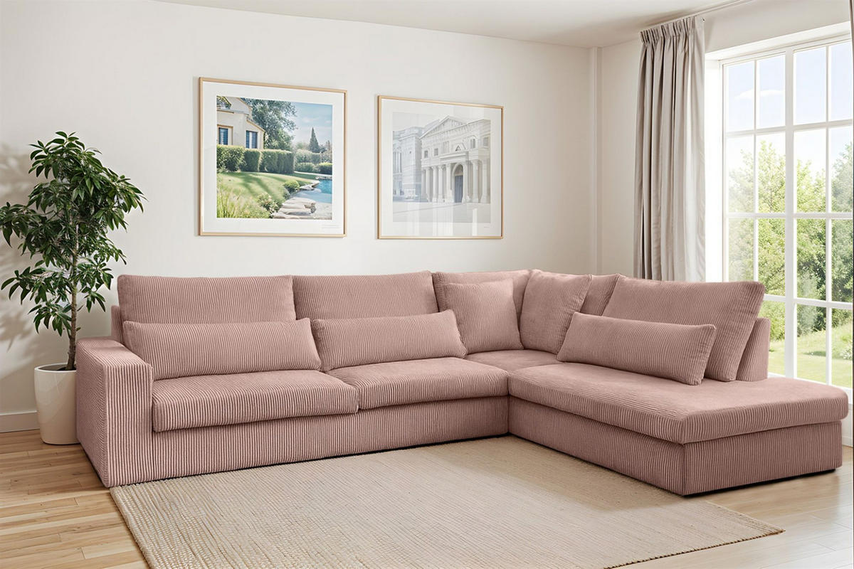 ECKSOFA Thora - Rosa, Holzwerkstoff/Textil (315/245cm) - Fun Möbel